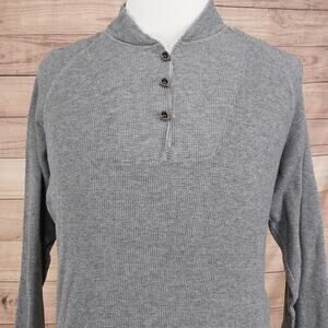 BOSS Orange Hugo Boss Mens 2XL Gray‎ Henley Waffle Knit Pullover Casual